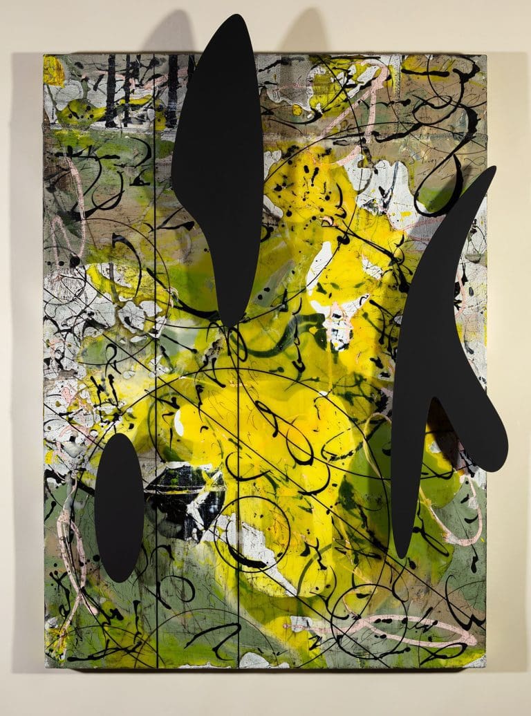 You are My Sunshine 54 x 37, Acrylic, resin and metal shapes on canvas