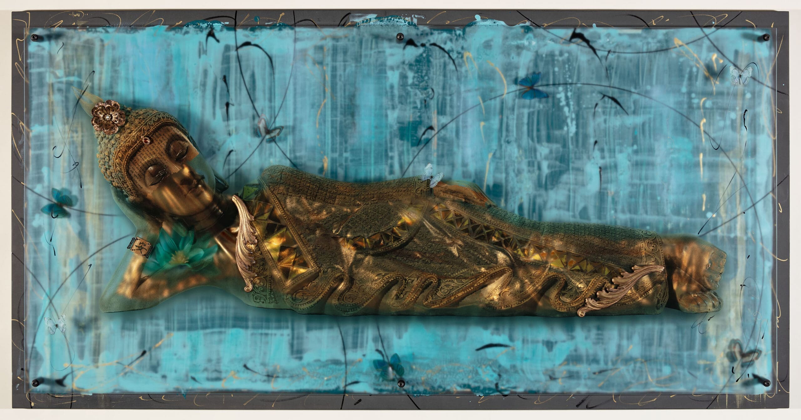 Tranquility's Muse 31x61, Layered Mixed Media